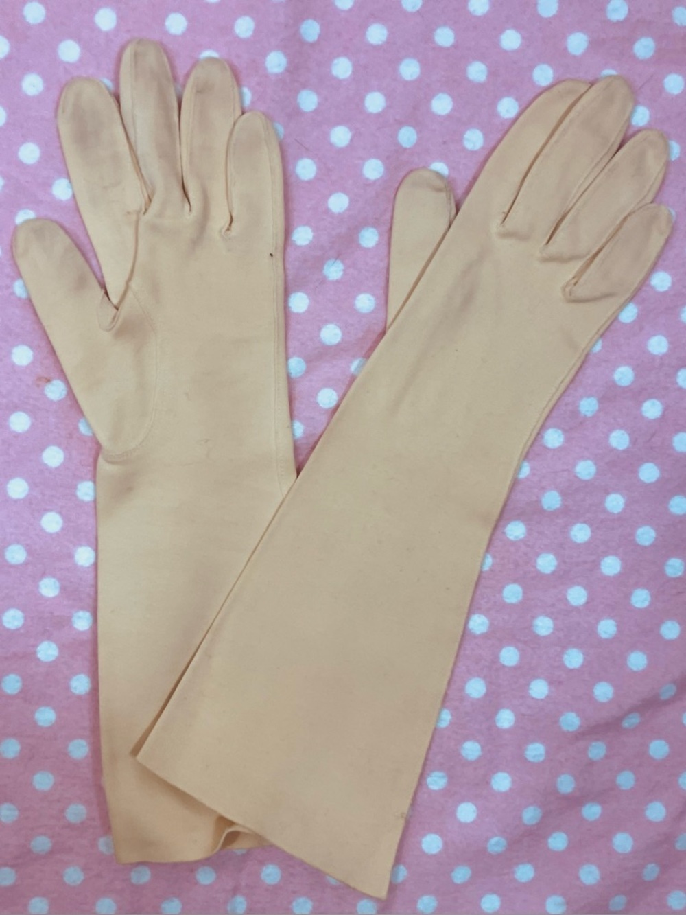 Vintage Yellow Cotton Gloves 7
